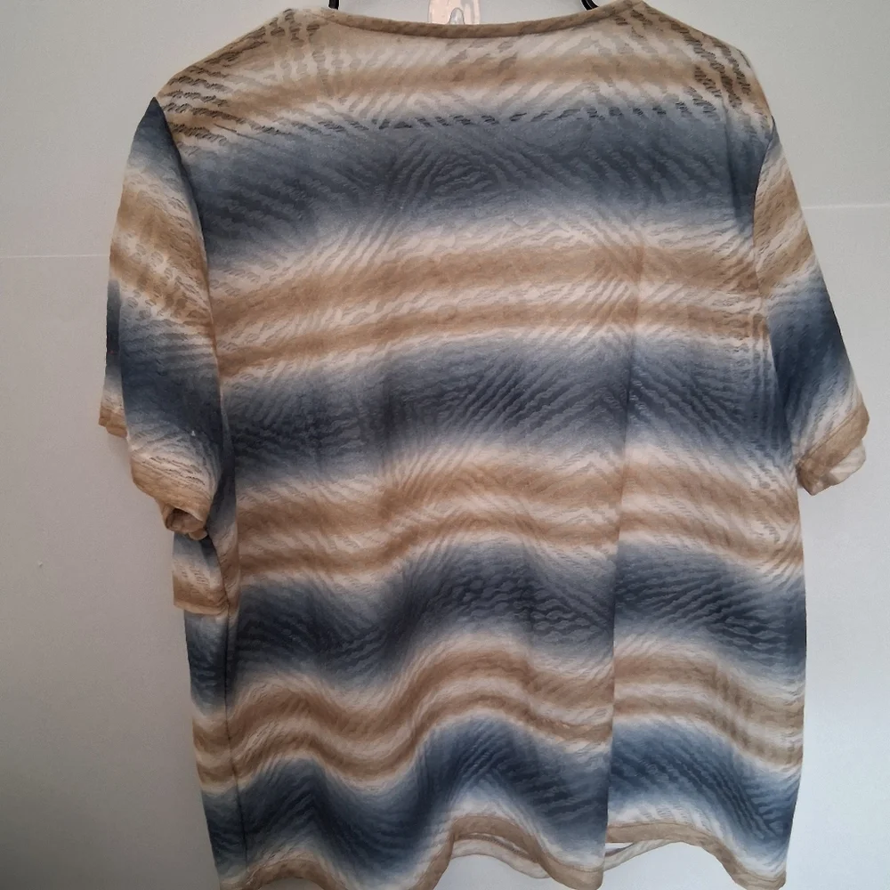 ALFRED DUNNER Tie Dyed Navy & Gold Tee Top Size 2X - Picture 2 of 7